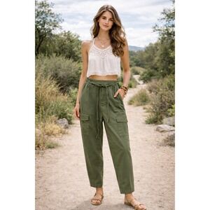 GAP Pants Womens 6 TALL Green Cargo High Waisted Tie Utility Boho NEW